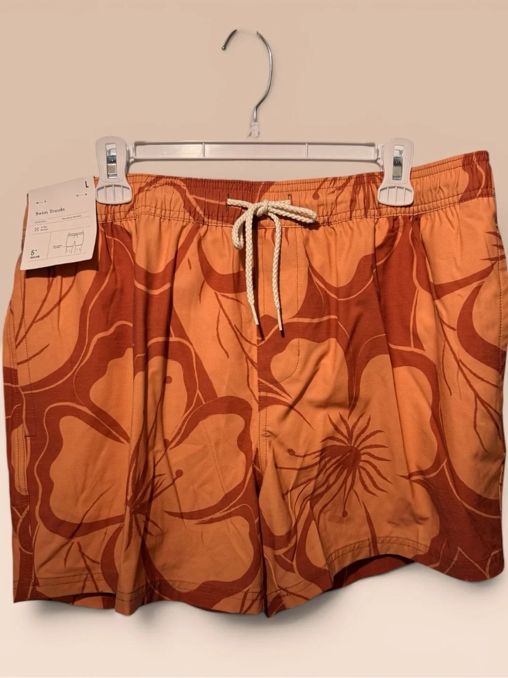 Goodfellow & Co Orange and Rust Floral Swim Trunks